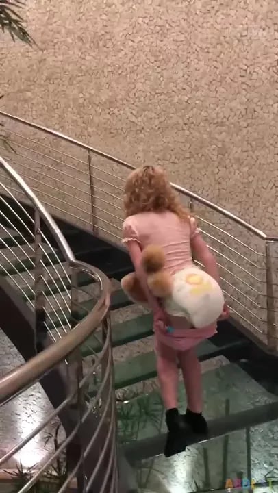 Littlediaperidol - Playful Redhead Descending Stairs